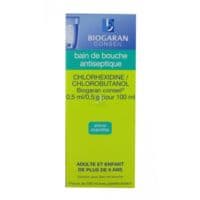 Chlorhexidine/Chlorobutanol Biogaran Conseil 0,5 Ml/0,5 G pour 100 Ml, Solution pour Bain de Bouche Fl/500Mlchlorhexidine + Chlorobutanol - 1 Flacon(S) de 500 Ml Avec Gobelet(S) Doseur(S)