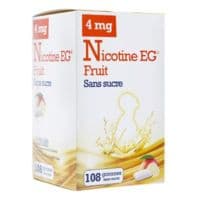 Nicotine Eg 4 Mg Gomme à Mâcher Médicamenteuse Sans Sucre Fruit Édulcorée à l'Acésulfame Potassique et Saccharine Plq/108Nicotine Résinate - Plaquette(S) Thermoformée(S) Pvc Pvdc Aluminium de 108 Gomm