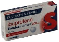 Ibuprofene Sandoz Conseil 200 Mg, Comprimé Enrobéibuprofène - Plaquette(S) Thermoformée(S) Pvc-Aluminium de 20 Comprimé(S)