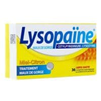 Lysopaïne Maux de Gorge Cetylpyridinium Lysozyme Miel Citron Sans Sucre, Comprimé à Sucer Édulcoré Au Sorbitol et à la Saccharinecétylpyridinium Chlorure + Lysozyme Chlorhydrate