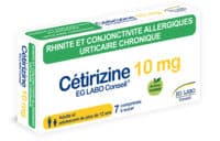 Cetirizine Eg 10 Mg, Comprimé à Sucercétirizine Dichlorhydrate - Plaquette(S) Thermoformée(S) Aluminium de 7 Comprimé(S)