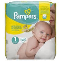Pampers New Baby Premium Protection, Taille 1, 2 Kg à 5 Kg, Sac 22
