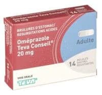 Omeprazole Teva Conseil 20 Mg Gél Gastro-Rés Plq/14Oméprazole - Plaquette(S) Thermoformée(S) Aluminium de 14 Gélule(S)