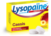 Lysopaïne Maux de Gorge Ambroxol Cassis 20 Mg Sans Sucre, Pastille Édulcorée Au Sorbitol et Au Sucraloseambroxol - Plaquette(S) Thermoformée(S) Aluminium de 18 Pastille(S)