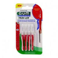 Gum Trav - Ler, 0,8 Mm, Manche Rouge , Blister 4 - Gum Sunstar France
