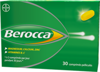 Berocca Comprimés Pelliculés B/30Thiamine Nitrate;Riboflavine;Magnésium;Zinc Citrate;Acide Folique;Acide Ascorbique;Cyanocobalamine 0,1% Ws;Biotine;Calcium;Pyridoxine Chlorhydrate;Calcium Pantothénate