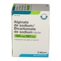 Alginate de Sodium/Bicarbonate de Sodium Mylan 500 Mg/267 Mg, Suspension Buvable en Sachetalginate de Sodium + Bicarbonate de Sodium - 24 Sachet(S) Polyester Aluminium Polyéthylène de 10 Ml