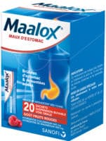 Maalox Maux D'Estomac Hydroxyde D'Aluminium/Hydroxyde de Magnesium 460 Mg/400 Mg Fruits Rouges, Suspension Buvable en Sachetmagnésium Hydroxyde + Hydroxyde D'Aluminium