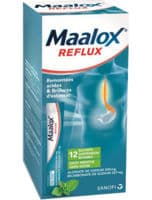 Maalox Reflux Alginate de Sodium/Bicarbonate de Sodium Menthe 500 Mg/267 Mg Sans Sucre, Suspension Buvable en Sachet, Édulcorée à la Saccharine Sodiquealginate de Sodium + Bicarbonate de Sodium