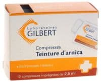 Teinture D'Arnica Gilbert, Compresse Imprégnée - 12 Sachet(S) Papier Aluminium Polyéthylène de 1 Compresse(S)
