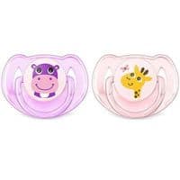 Avent Sucette Aérée Silicone 6-18 Mois Hippo/Girafe B/2