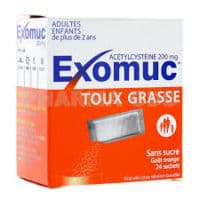 Exomuc 200 Mg, Granulés pour Solution Buvable en Sachetacétylcystéine - 24 Sachet(S) Papier Aluminium Polyéthylène de 3 G
