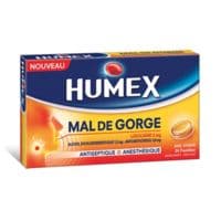 Humex Mal de Gorge Lidocaine/Alcool Dichlorobenzylique/Amylmetacresol 2 Mg/1,2 Mg/0,6 Mg Miel Citron, Pastilleamylmétacrésol + Alcool Dichloro-2,4 Benzylique + Lidocaïne - Humer