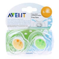 Sucette Avent Free Flow Aeree 6-18M X2