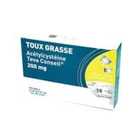 Acetylcysteine Teva Conseil 200 Mg Sans Sucre, Poudre pour Solution Buvable en Sachet-Doseacétylcystéine - 18 Sachet(S)-Dose(S) Papier Aluminium Polyéthylène