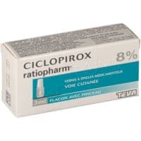 Ciclopirox Teva 8 %, Vernis à Ongles Médicamenteuxciclopirox - 1 Flacon(S) en Verre de 3 Ml Avec Pinceau(X) Applicateur(S) Polyéthylène Basse Densité (Pebd) Nylon