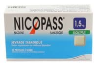 Nicopass 1,5 Mg Pastille Eucalyptus Sans Sucre Plq/36Nicotine Catiorésine Carboxylate