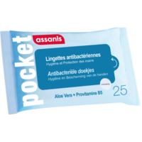 Assanis Pocket Lingette Antibactérienne Mains Paquet/25