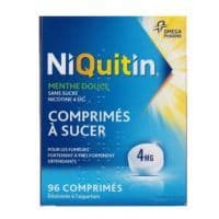 Niquitin Menthe Douce 4 Mg Sans Sucre, Comprimé à Sucer Édulcoré à l'Aspartamnicotine