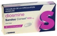 Diosmine Sandoz Conseil 600 Mg, Comprimé Pelliculédiosmine - Plaquette(S) Thermoformée(S) Pvc-Aluminium de 30 Comprimé(S)