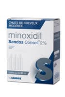 Minoxidil Sandoz Conseil 2 %, Solution pour Application Cutanéeminoxidil - 3 Flacon(S) Pulvérisateur(S) de 60 Ml Avec Pompe(S) Doseuse(S) Polyéthylène Avec Embout(S)