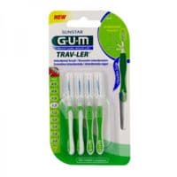 Gum Trav - Ler, 1,1 Mm, Manche Vert , Blister 4 - Gum Sunstar France