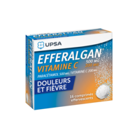 Efferalgan Vitamine C 500 Mg/200 Mg Comprimés Effervescents 2T/8 (16)Paracétamol ; Acide Ascorbique