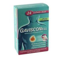 Gavisconell Menthe Sans Sucre, Suspension Buvable 24 Sachetsalginate de Sodium + Bicarbonate de Sodium