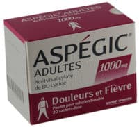 Aspegic Adultes 1000 Mg, Poudre pour Solution Buvable en Sachet-Dose 15Acide Acétylsalicylique