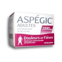 Aspegic Adultes 1000 Mg, Poudre pour Solution Buvable en Sachet-Dose 20Acide Acétylsalicylique