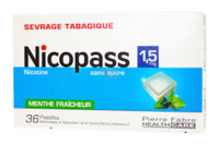 Nicopass 1,5 Mg Pastille Sans Sucre Menthe Fraîcheur Plq/36Nicotine Catiorésine Carboxylate