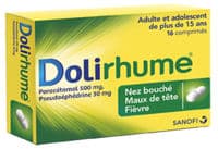 Dolirhume Paracetamol et Pseudoephedrine 500 Mg/30 Mg, Compriméparacétamol + Pseudoéphédrine - Doliprane