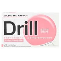 Drill Sans Sucre Pamplemousse, Pastillechlorhexidine + Tétracaïne