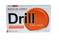 Drill Miel Rosat, Pastille à Sucerchlorhexidine + Tétracaïne