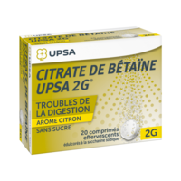 Citrate de Betaïne Upsa 2 G Comprimés Effervescents Sans Sucre Citron 2T/10Bétaïne Citrate