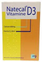 Natecal Vitamine D3, 600 Mg/400 Ui, Comprimé Orodispersiblecalcium + Cholécalciférol - Pilulier(S) Polyéthylène de 60 Comprimé(S)