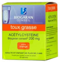 Acetylcysteine Biogaran Conseil 200 Mg Pdr Sol Buv en Sachet B/20Acétylcystéine