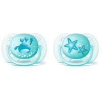 Avent Sucette Ultra Douce Silicone 0-6 Mois Crabe/Etoile B/2