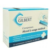 Alcool A Usage Medical Gilbert 2,5 Ml Compr Imprégnée 12Sachalcool - Laboratoires Gilbert